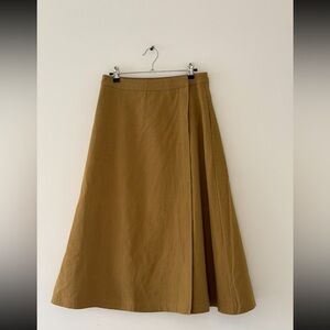 CRISTASEYA beige wrap linen midi skirt with pockets